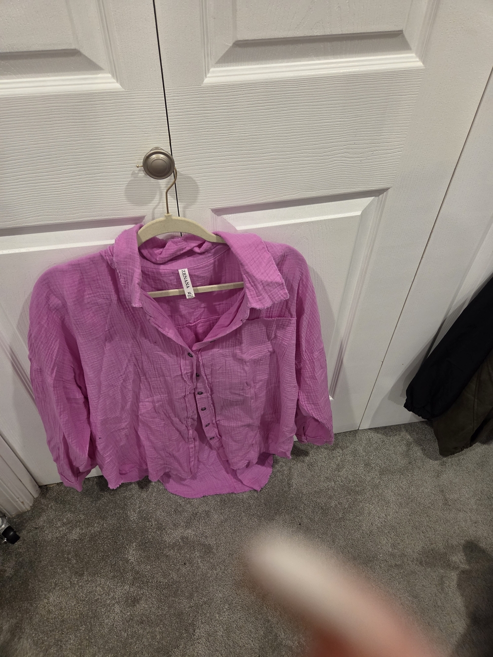 Zenana Outfitters Bright Pink Button-Front Blouse